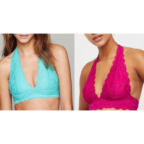 Bralette Dentelle Hot Pink Aerie Taille Small - Neuf Sans étiquettes, Style Halter, Idéal Pour L'été