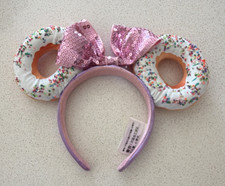 Disney Donut Minnie Mouse Ears Headband with Pink Sequin Bow