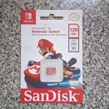 Official Nintendo Switch SanDisk 128gb microSDXC Card SDSQXBO-128G-ANCZA New