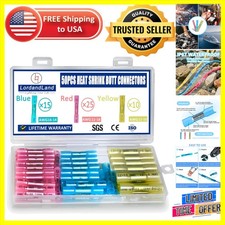 50-Pc Waterproof Heat Shrink Butt Connectors Kit for Marine and Automotive Use