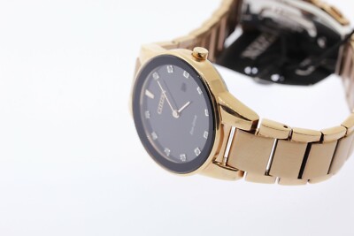 未使用 Citizen Eco-Drive GA1058-59Q Gold Ladies Citizen GA1058-59Q Axiom Eco-Drive Black Diamond Dial