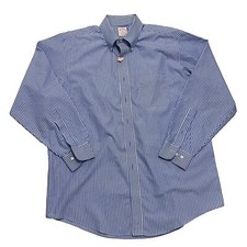 Brooks Brothers 17 4-5 Blue  White Striped Formal Long Sleeve Button Down Shirt