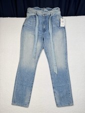 NEW 225 - 7 Seven For All Mankind Belted Paper Bag Jeans Light Wash -Women's 32
