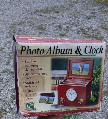 Top Quality Golf Products Photo Album Clock Mahogany Storage Display Box Antique