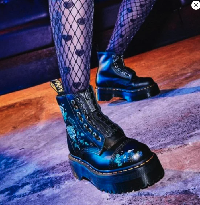 Dr. Martens SINCLAIR MYSTIC FLORAL LEATHER PLATFORM BOOTS MSRP$240