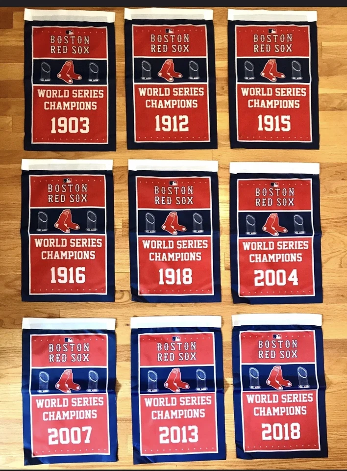 Set Boston Celtics Bruins Red Sox Patriots Championship Banners/Flags 39 Pc Lot - Image 3 of 4