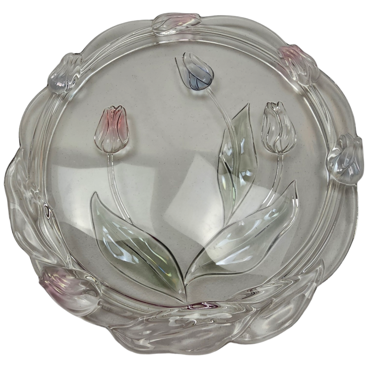Original Walther Glass Micasa Tivoli Cake Plate Tulips Spring
