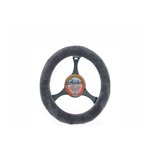 LUXURIOUS AUS Sheepskin Steering Wheel Cover Charcoal - Picture 4 of 4