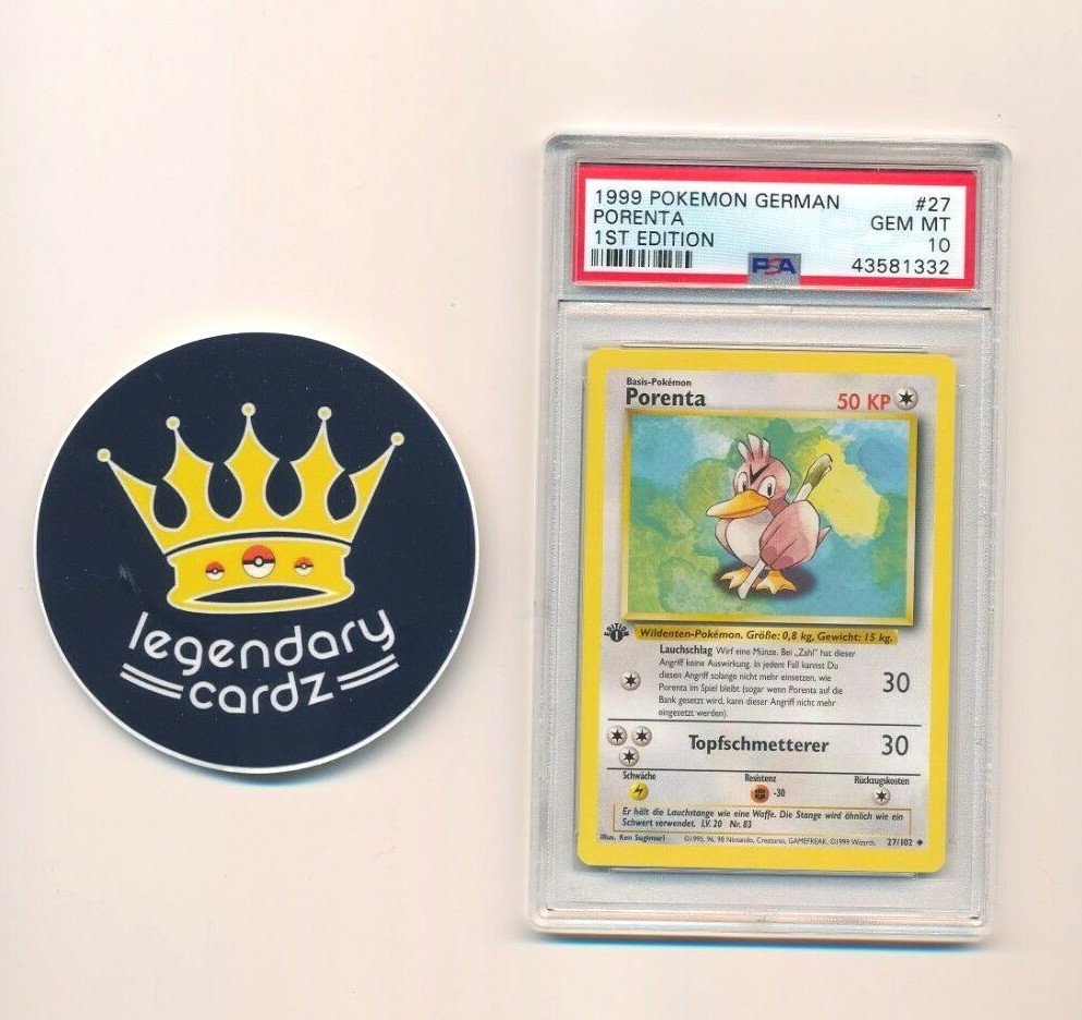 1st Edition Base Set German Farfetch'd Gem Mint 10 PSA Pokemon #27