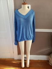 Beautiful Woman's Blue Waffle Knit Top By Free People!! Size Medium!!
