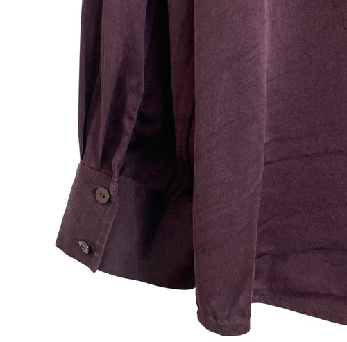 EILEEN FISHER Womens Size M Silk Shirt Button Front Eggplant Purple Long Sleeve - Picture 6 of 8
