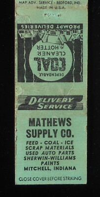 1940s Mathews Supply Co. Feed Coal Ice Scrap Sherwin-Williams Paints Mitchell IN