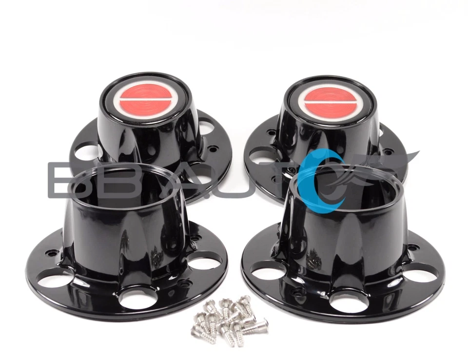 FORD RANGER BRONCO II EXPLORER 4x4 BLACK CENTER CAP HUB SET RED SET OPEN NEW - Image 2 of 4