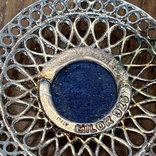 Milor Italy Sterling Silver Lapis Pendant 19” Liquid Silver Necklace Statement V - 第 13/16 張圖片