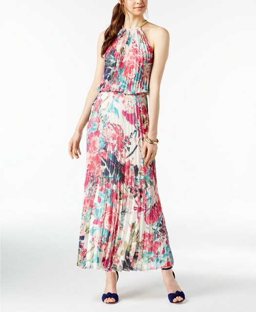 msk pleated maxi dress