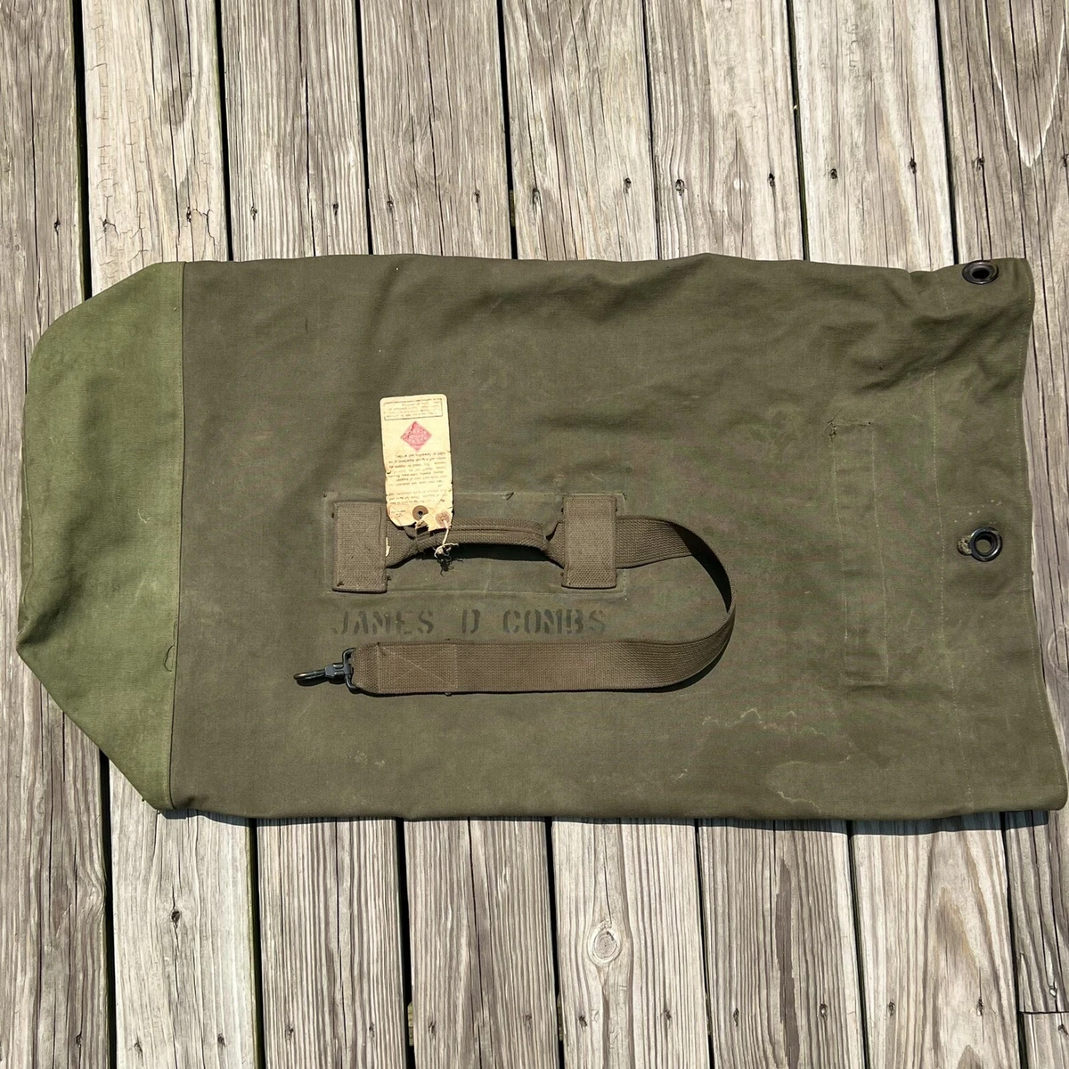 Vintage Army Duffle Bag In Original Korean Military Period Items