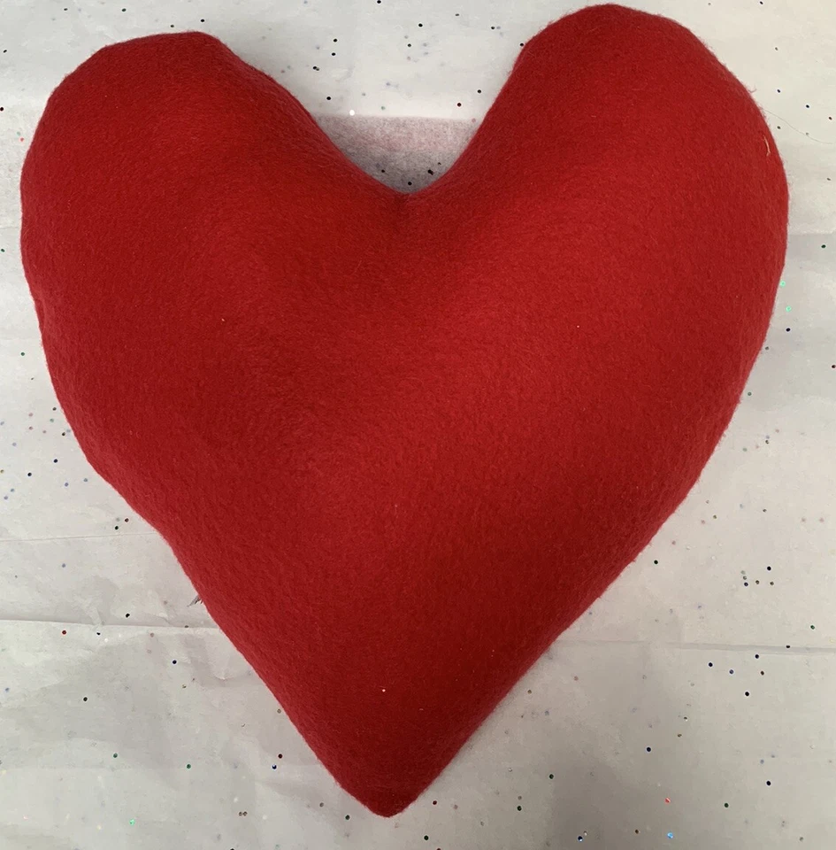 Valentine Fabric Heart Handmade Of Red Fleece And Cotton Woven Ribbon Hand Wash - Image 3 of 3