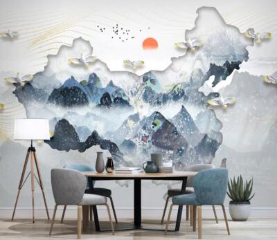3D Map Mountains ZHUA2365 Wallpaper Wall Murals Removable Self-adhesive Amy