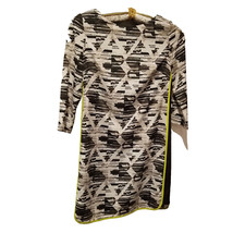 Vince Camuto Womens Black Abstract Print 3/4 Sleeve Side Panel Sheath Dress Sz 2
