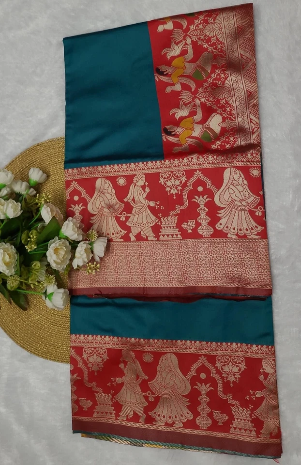 Designer reine Seide schöne Sari Bluse indisch Bollywood pakistanisch Damen Sari - Bild 1 von 4