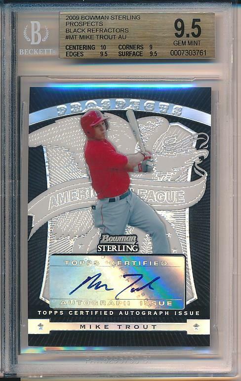 Mike Trout 2009 Bowman Sterling Prospects BLACK Refractor RC /25 BGS 9.5 10 Auto