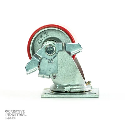 CREATIVE INDUSTRIAL SALES 4" x 2" Swivel Caster Polyurethane on Steel Hub w/ Top Lock Brake 700 lbs. Each