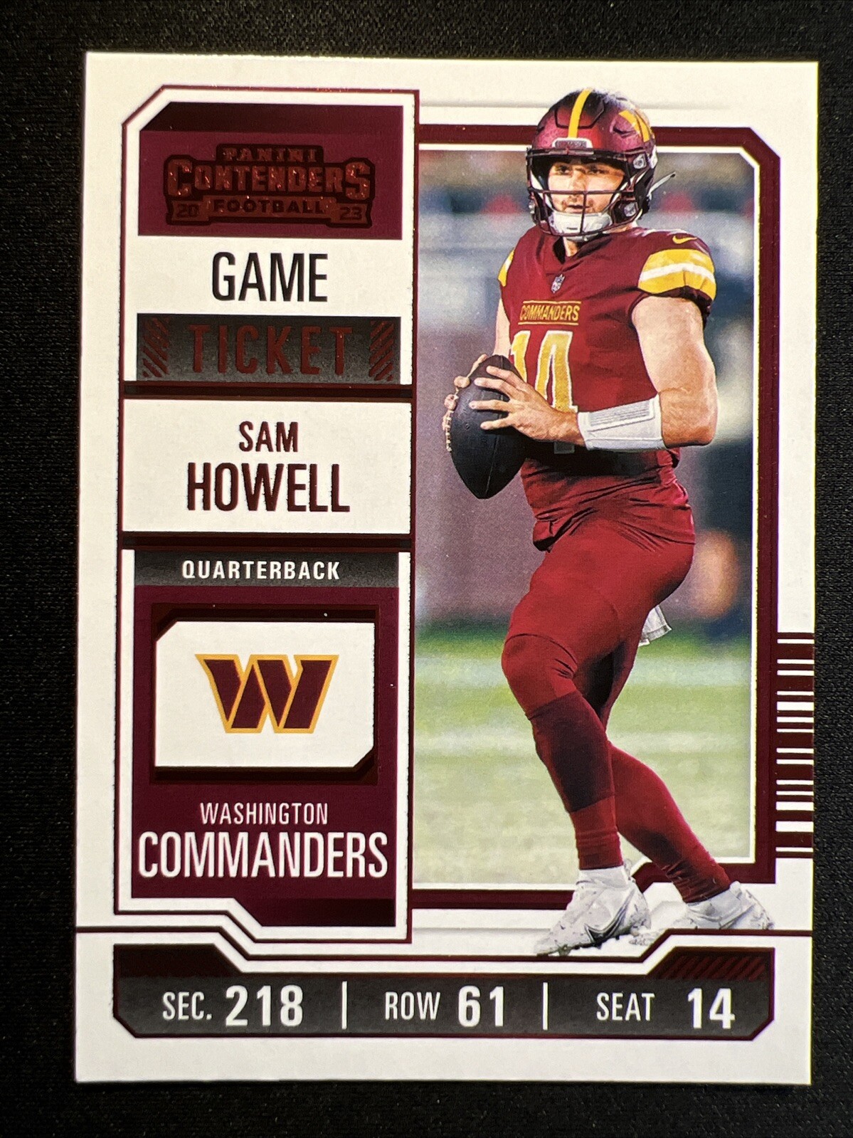 2023 Panini Contenders NFL Game Ticket Red #100 Sam Howell Washington Commanders QB RC Rookie Card