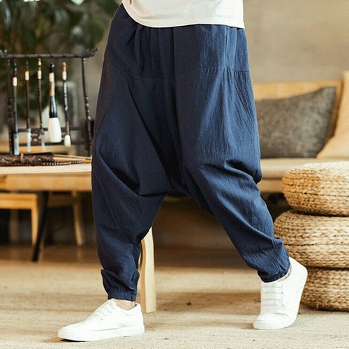 Biancheria da Uomo Goccia Cavallo Basso Harem Pants Affusolato Loose  Pantaloni Sportivi Pantaloni Larghi | eBay