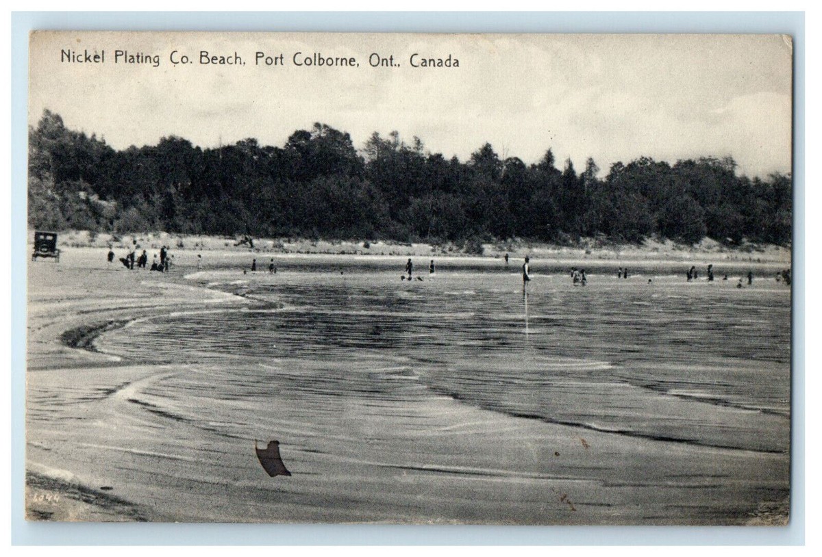1937 Nickel Plating Beach Port Colborne Ontario Canada Vintage Postcard