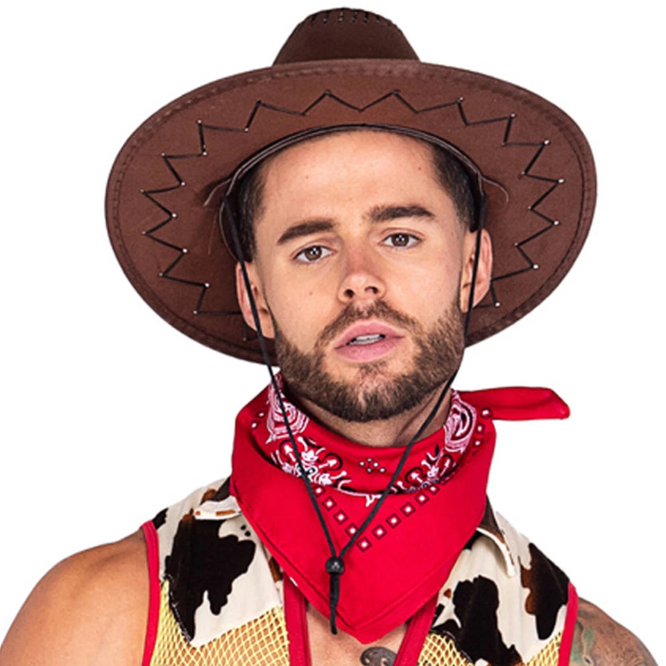 Sombrero de Vaquero Vaquera Imitación Gamuza Costuras Sheriff Adjunto Ranchero Disfraz H4361 Foto 4 de 4