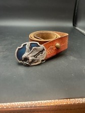 Vintage Siskiyou Buckes Co Pewter  Enamel American Bald Eagle Belt  Buckle