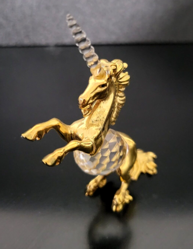 Vintage Glass Animal -  Unicorn with gold luster - Possibly Swavorski - Afbeelding 1 van 9