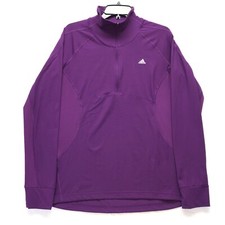 Adidas Climalite 1/4 Zip Pullover Jacket Women's Size L - Purple With Thumbholes