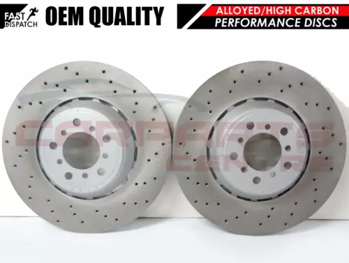 FOR BMW M4 REAR SLOTTED DRILLED BRAKE DISCS TEXTAR OEM PADS WIRE SENSOR 370mm - Picture 2 of 4