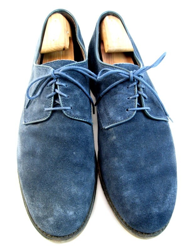 SAOLA Allen Edmonds "NOMAD" Derby scamosciato punta liscia 10 D Navy fuori produzione (89N)