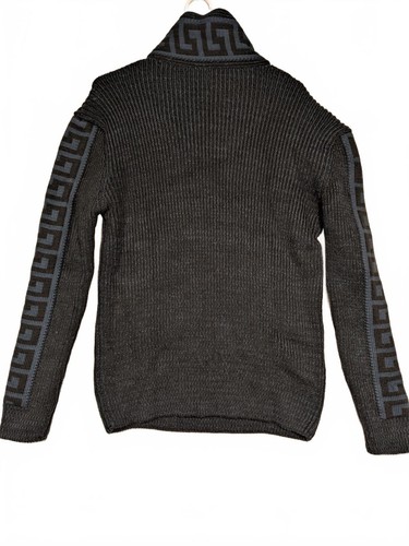 Bespoke Moda Gold Knit Sweater Buckle Collar Cable Design Greek Trim Mens XL - Picture 2 of 6