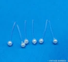 (3) Pairs REPRO of Vintage 1960's Barbie Doll White Pearl Stud Earrings MINTY