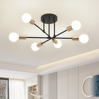 Zydtrip Moderner Sputnik Kronleuchter 6 Flammig Vintage Schwarze Deckenleuchten