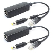 2 PCS 5V PoE Splitter 48V to 5V 2.4A Adapter 3.5x1.35 5.5x2.1mm 802.3af
