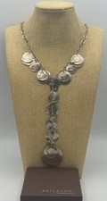 Silpada Sterling Necklace Etched Disk Accents 25  L Signed With Box