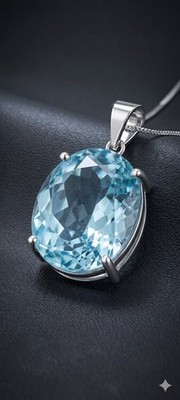 100CT Each Amethyst Aquamarine Pendant Trillion & Oval 925 Silver Prong Setting 