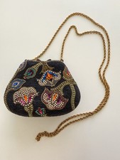 Vintage Floral Minaudi re Hand Beaded Jeweled Evening Bag Rhinestone Floral