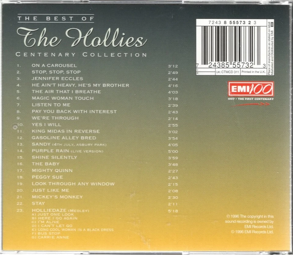 Hollies Best Of Centenary Collection CD Europa Emi 1996 Emi 100 Ausgabe CTMCD311 - Bild 2 von 2