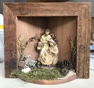 Bellissimo Presepe Natività Stalla Presepe 26x24x19 Legno Maria Giuseppe