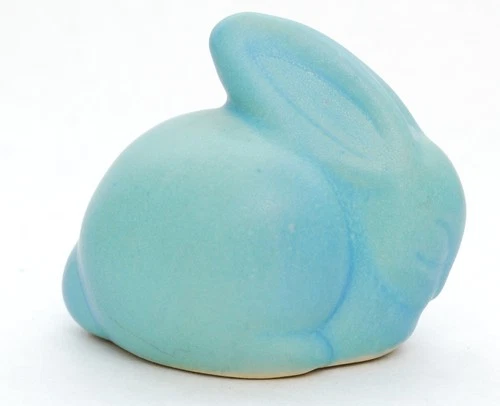 Vintage Van Briggle Pottery Mulberry / Cobalt Blue Ceramic Bunny Rabbit Figurine