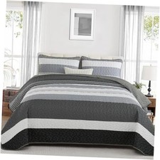 Black White Striped Size Quilt Set,Boho Quilt Bedding Set King Black and White