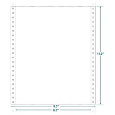 9-1/2" x 11" (W x H) Continuous 20# Computer Paper, Blank (Carton of 2400)