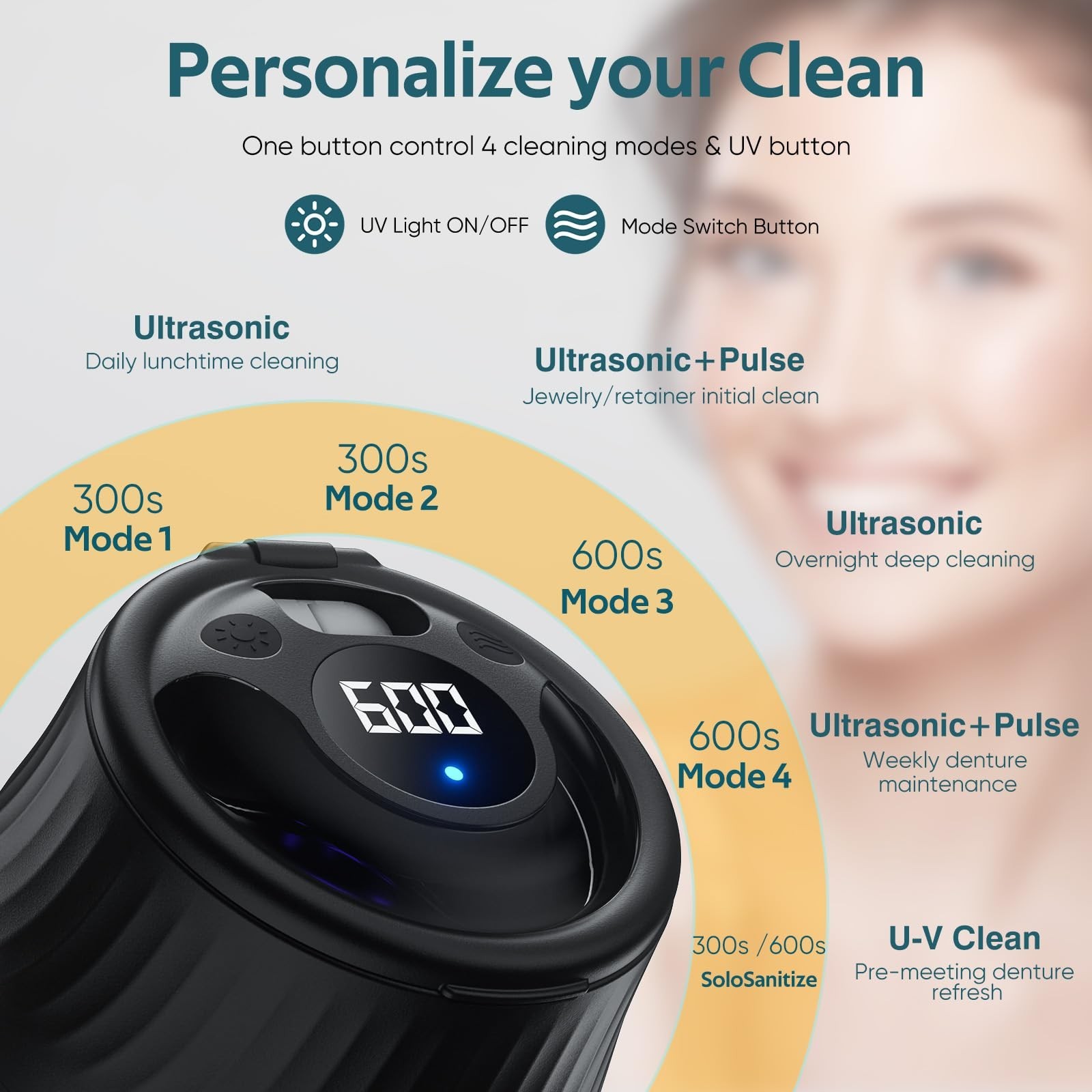 Ultrasonic Retainer Cleaner Machine- 45kHz Denture Cleaner, 200ML Dental Clea...