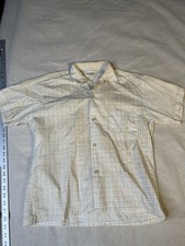 Vintage 70s Plaid Collar Short Sleeve Button Down Yellow Size 15 L Rockabilly