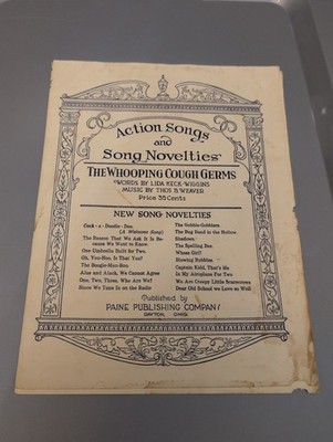 Vtg 1923 Whooping Cough Germs  Lida Keck-Wiggins Thos B. Weaver Sheet Music